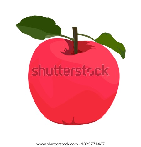 Red apple, vector flat style design illustration isolated on white background.