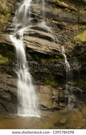 Waterfall in nature long exposure