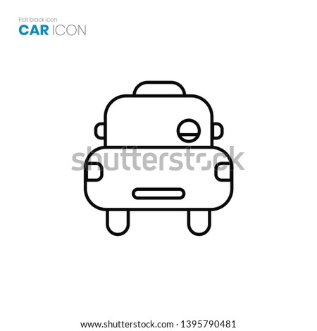 Car flat black icon vector
