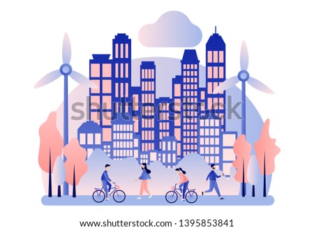 Urban ecology set. Zero Waste. Flat cartoon style. Vector illustration