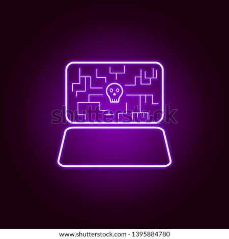 Hacker, virus icon in neon style. Can be used for web, logo, mobile app, UI, UX 
