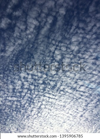 Cotton clouds in a blue sky.