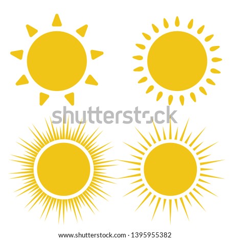 Sun icon set. For summer, nature, sky, summer. Sun silhouette.