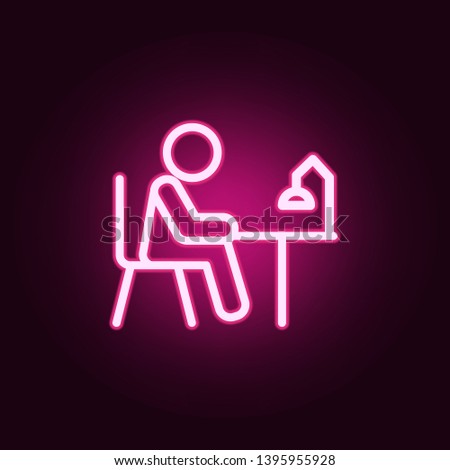 Man at the table neon icon. Elements of education set. Simple icon for websites, web design, mobile app, info graphics
