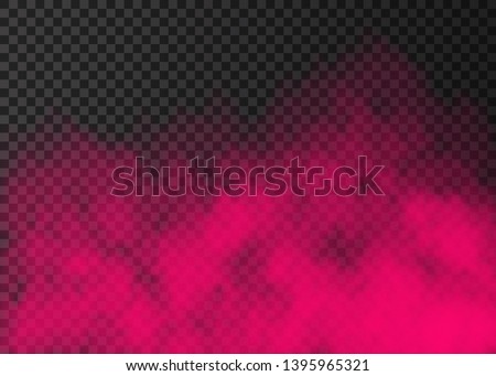 Pink smoke  isolated on transparent background.  Steam special effect.  Realistic  colorful vector fire fog  or mist texture. 