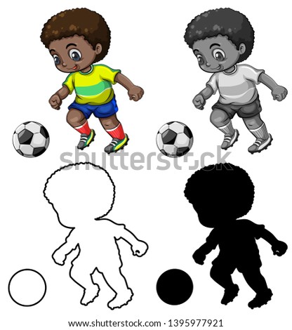 Set of football player character illustration