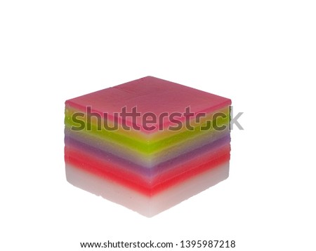 Thai layer sweet cake or Khanom chan isolated on white background
