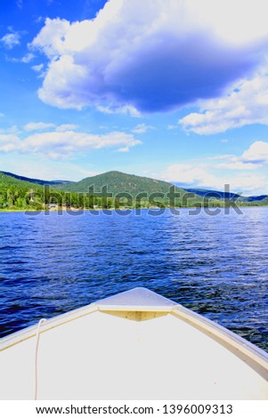 Canoeing on a lake with beautiful scenery