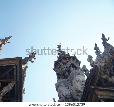 Buddha images with blue sky background. 