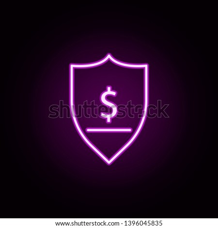 protection of dollar neon icon. Elements of finance set. Simple icon for websites, web design, mobile app, info graphics