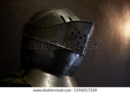 Medieval Armor. Isolated European Medieval Suit Of Armour (Armor) With Helmet