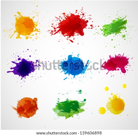 Set of bright grunge splashes. Vector illustration