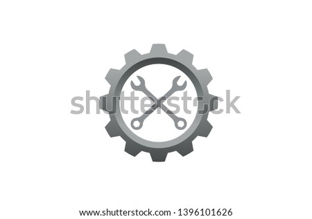 Creative Gear Wrench Repair Bike Icon Logo