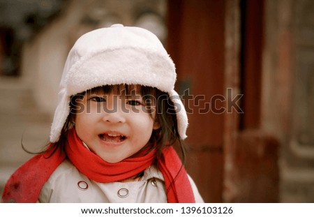 asian child smile in winter cloth