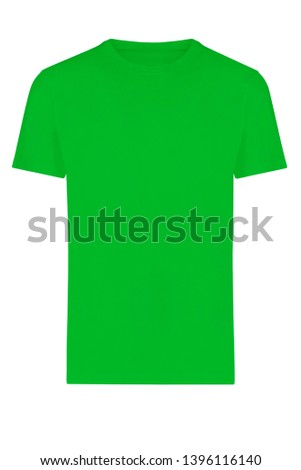 Blank green t-shirt, front view, isolated on white background