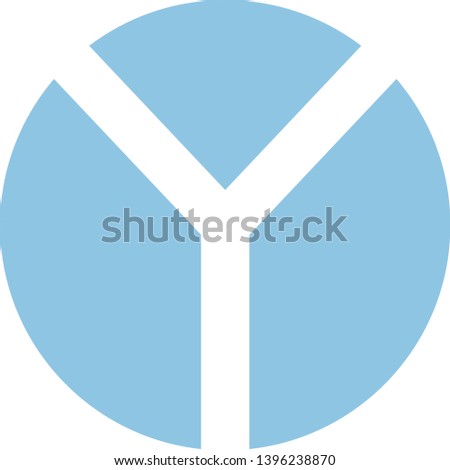 Letter Y round icon blue logo vector