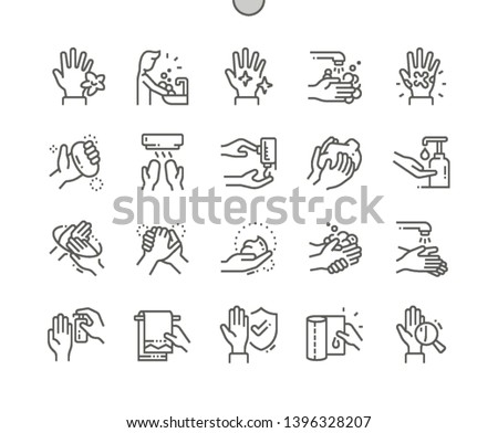 Hand hygiene Well-crafted Pixel Perfect Vector Thin Line Icons 30 2x Grid for Web Graphics and Apps. Simple Minimal Pictogram Royalty-Free Stock Photo #1396328207