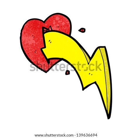 cartoon heart with lightning bolt
