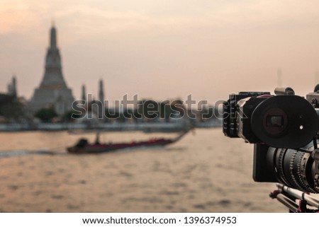 camera 4k film record and wat arun temple in Bangkok .