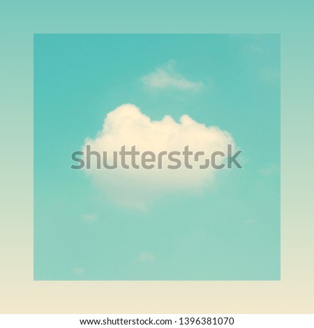 Trendy art frame gradient with cloud and clear blue sky in vintage style 