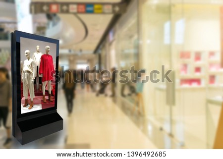 Marketing and advertisement concept digital signage billboard clothes fashion lifestyle for your text message or media content in department store shopping mall 