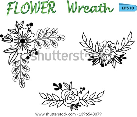 Hand drawn illustration, beautiful floral wreath for wedding or romantic design. Floral composition, natural beauty. High resolution