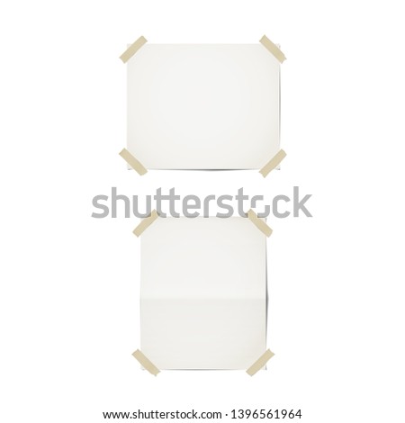 Paper sheets templates. Isolated on white. Sheets of paper and adhesive tape. Horizontal and vertical