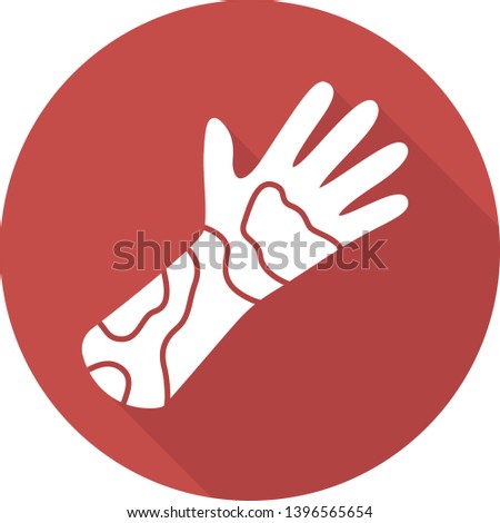 Contact dermatitis flat design long shadow glyph icon. Skin redness, rash, irritation. Poison ivy, toxic material allergy. Food, insect bite allergic symptom. Vector silhouette illustration