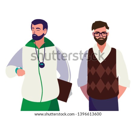 teachers classic and sports avatars characters vector illustration design