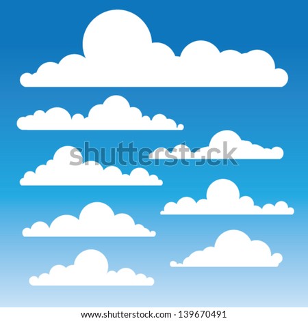 Fluffy clouds vector - Collection of stylized cloud silhouettes, great for clipart or icon creation