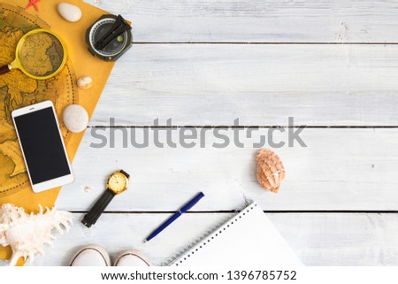 Let's go to new adventures and discoveries. Travel accessories. Traveler items vacation travel accessories holiday long weekend day off travelling stuff equipment background view concept
