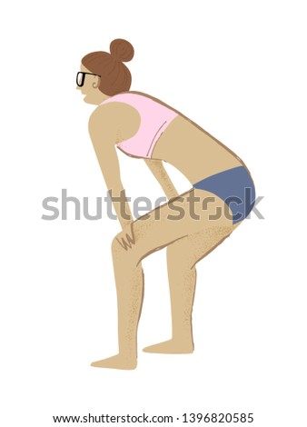 Girl playing beach volleyball. Vector illustration