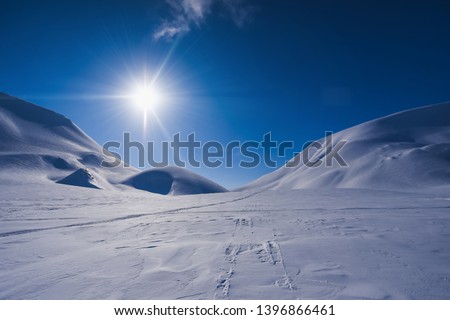  norway landscape nature of the mountains of Spitsbergen Longyearbyen  Svalbard   arctic snow winter  polar day sunset sky