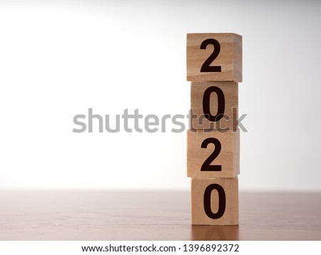 2020 On Wooden Cube Calendar  / New Year`s Concept
