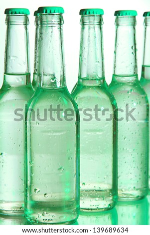 Water bottles close up