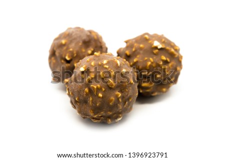 Ferrero Rocher premium chocolate sweets on white background. - Image