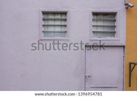 Entrance (back door) of a building and window.