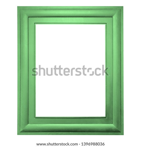 Close up green frame isolated on white background with clipping path.