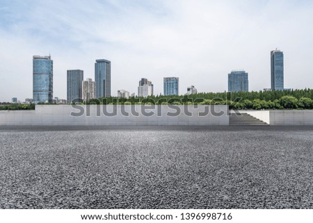Panoramic skyline with empty road