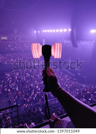 A pink hammer light stick in blackpink concert at Bangkok, Thailand