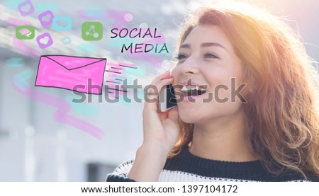 Social media with young woman