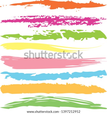 Abstract colorful paint brush and strokes horizontal lines pattern background