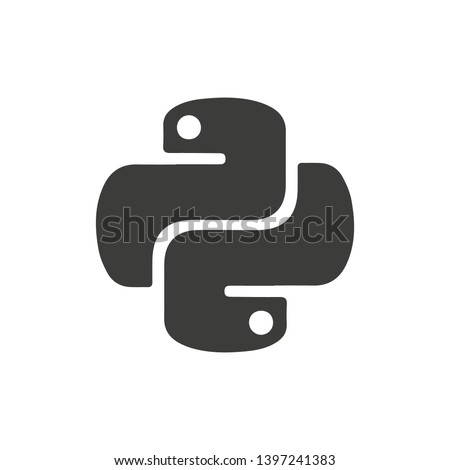 Vector illustration of an icon of the Python programming language. Flat icon on white background