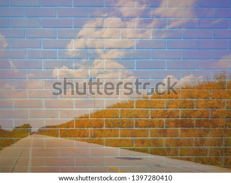 The​ view​s​ brick​ wall​ pattern​ texture​ and​ background​ and​ picture​ on​ the​ wall​ for​ decoration​ interior​ and​ creative​ abstract​ and​ wall​ background​ of​ home​ or​ room modern​ concept​