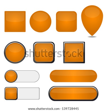 vector set of  orange web buttons for website