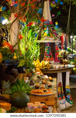 Beach buffet decorated for new year in Khao Lak, Thailand 
