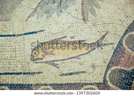 A beautiful Roman style mosaic pattern in background