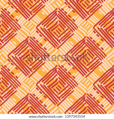 Rectangle etnic mandala hand drawn seamless vector pattern. Geometric romb print in vector pattern. Hand drawn fashion stylish pattern. 