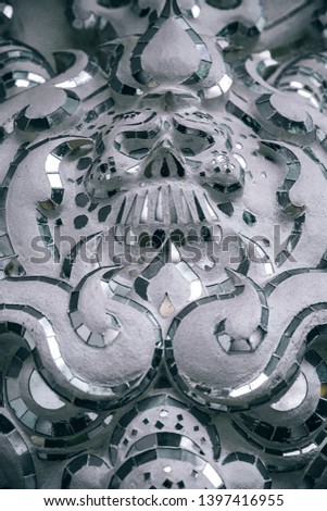 Close-up Shot of a Skull Carving at the White Temple in Chiang Rai