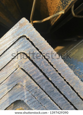 The steel scene is completely arranged. And placed in an outdoor store at the factory, rusted steel